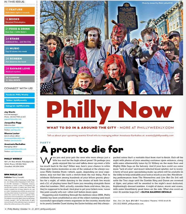 Philly Zombie Prom in Philly Weekly Philly Zombie Prom in Philly Weekly